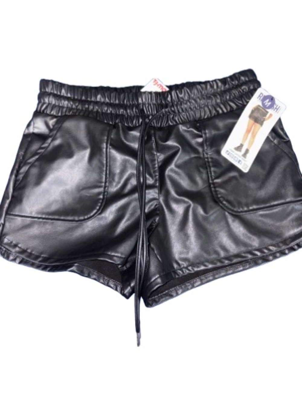 T.J.Maxx Black Faux Leather Drawstring Women’s Shorts
